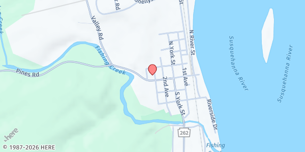 Map showing Goldsboro Church of God at 103 W. Broadway, Goldsboro, PA