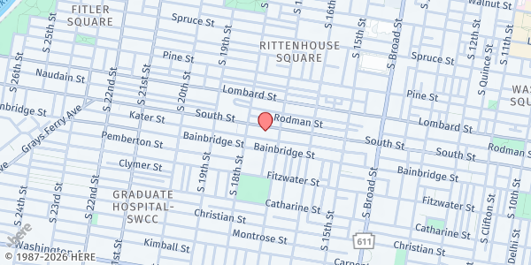 Map showing Puentes de Salud - Graduate Hospital at 1700 South Street, Graduate Hospital, PA