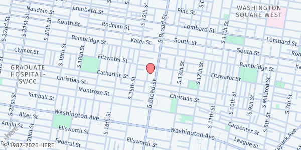 Map showing Tindley Temple Soup Kitchen at 750 South Broad Street, Graduate Hospital, PA