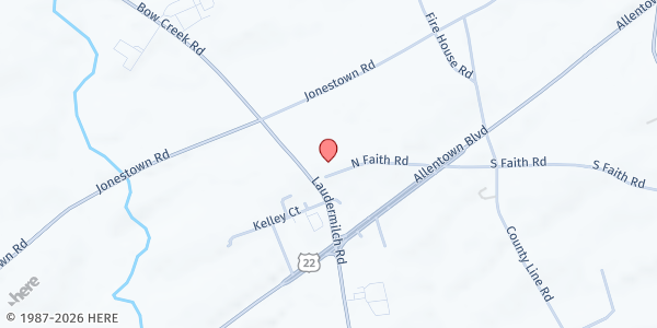 Map showing Grantville Area Food Pantry at 117 N Faith Rd, Grantville, PA
