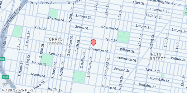 Map showing Growing Together Garden at 2550 Reed Street, Grays Ferry, PA