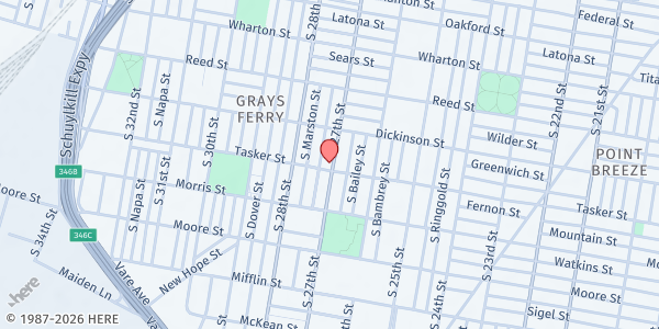 Map showing Young Chances Foundation - Tasker Street at 2703 Tasker Street, Grays Ferry, PA