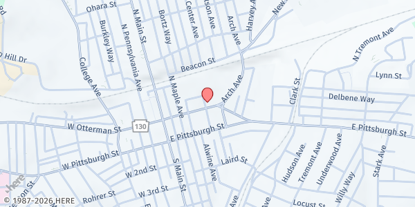 Map showing Salvation Army (Greensburg) at 131 East Otterman St., Greensburg, PA