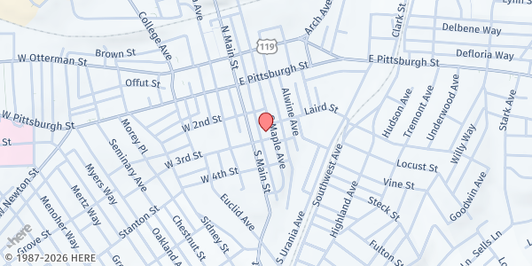 Map showing Westmoreland Community Action Food Pantry at 316 Donohoe Rd., Greensburg, PA