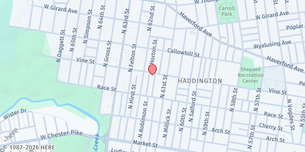 Map showing Homework Internet Communication for Urban People - Haddington at 6132 Vine Street, Haddington, PA