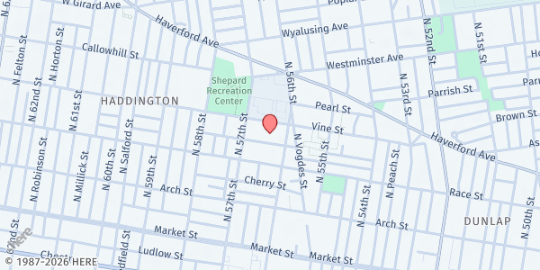 Map showing Sadaqah 4 You at Daroff Charter School at 5630 Vine Street, Haddington, PA