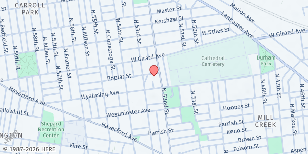 Map showing Stephen F. Gold Apartments at 5208 Poplar Street, Haddington, PA