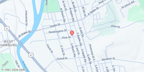 Map showing First Reformed United Church of Christ at 76 S 3rd St, Hamburg, PA