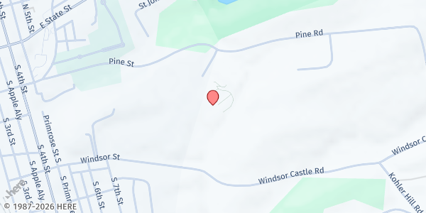 Map showing Hamburg Middle School Cafeteria at 711 Windsor St, Hamburg, PA