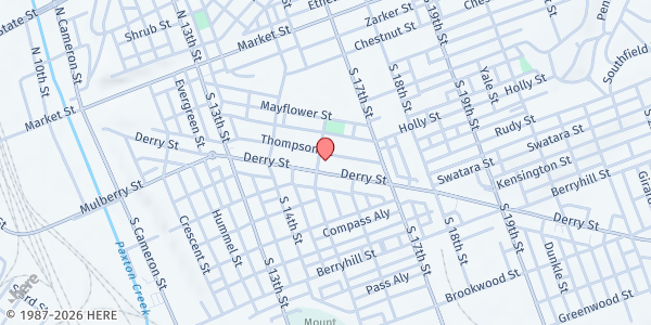 Map showing Allison Hill Community Ministries Food Pantry at 1508 Derry St., Harrisburg, PA