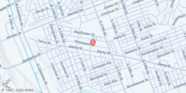 Map showing Allison Hill Community Ministry at 1508 Derry St., Harrisburg, PA