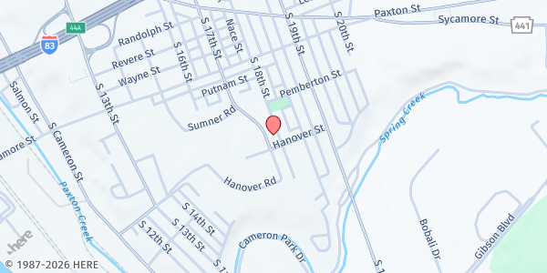 Map showing Boys & Girls Club - Hall Manor at 1700 Hanover St, Harrisburg, PA