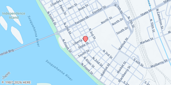 Map showing Cathedral Parish of St. Patrick at 212 State St., Harrisburg, PA