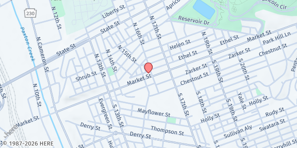 Map showing Gather the Spirit for Justice at 124 S. 13th St., Harrisburg, PA