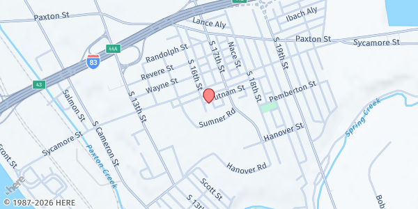 Map showing Grace House Ministries at 1125 S 16th St, Harrisburg, PA