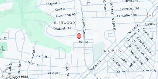 Map showing Greater Zion Missionary Baptist Church at 212 N. Progress Ave., Harrisburg, PA