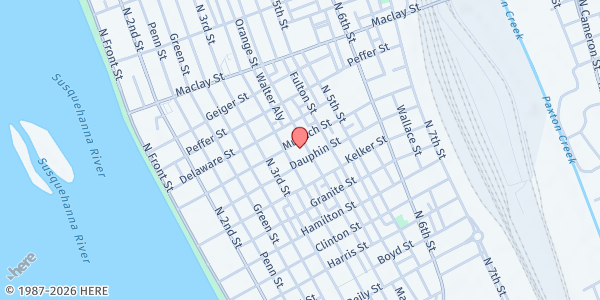 Map showing Heinz-Menaker Senior Center at 1824 N. 4th St., Harrisburg, PA