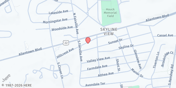 Map showing LifePoint BIC Church at 7733 Hillcrest Ave., Harrisburg, PA