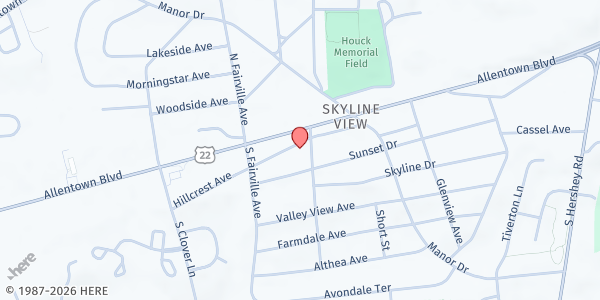 Map showing Lifepoint Brethren In Christ Church at 7733 Hillcrest Ave, Harrisburg, PA