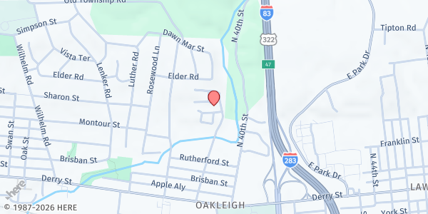 Map showing Living Water Community Church - Food Distribution Center at 206 Oakleigh Ave, Harrisburg, PA