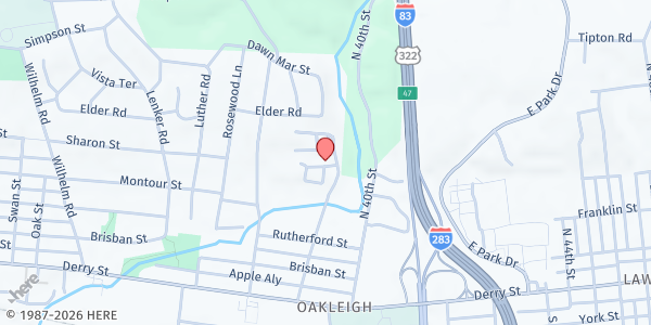 Map showing Oasis Community Partnership at 206 Oakleigh Ave, Harrisburg, PA