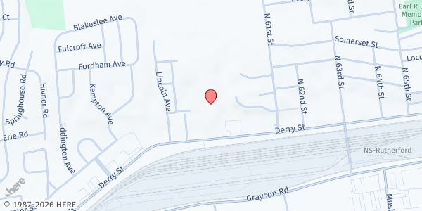 Map showing Shiloh Church of God in Christ at 5950 Derry St., Harrisburg, PA