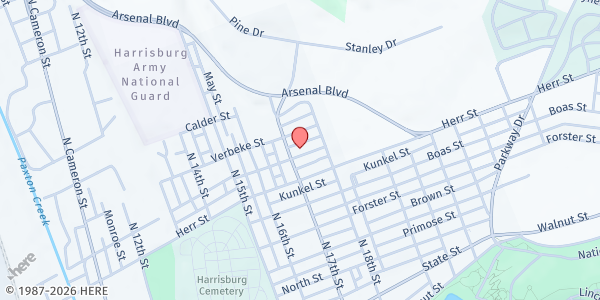 Map showing St. Paul Missionary Baptist Church at 1201 N 17th St, Harrisburg, PA