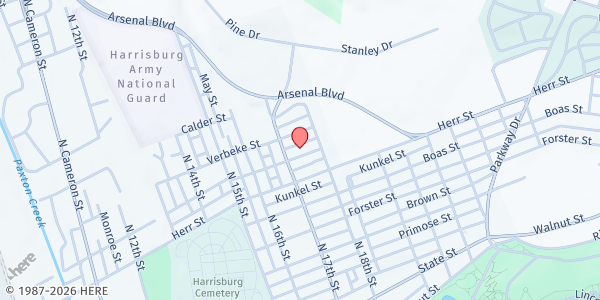 Map showing St. Paul Missionary Baptist Church at 1201 N. 17th St., Harrisburg, PA