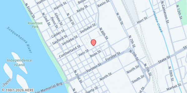 Map showing Tabernacle Baptist Church at 2730 Booser Ave., Harrisburg, PA