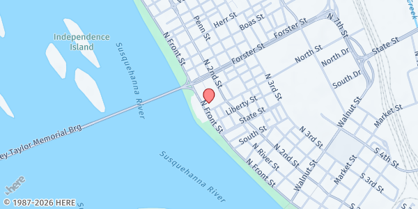 Map showing YMCA Childcare-East Shore at 701 N Front St, Harrisburg, PA