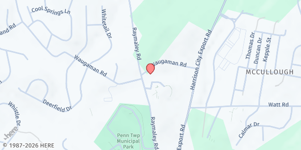 Map showing Saint Barbara Community Food Pantry at 111 Raymaley Road, Harrison City, PA