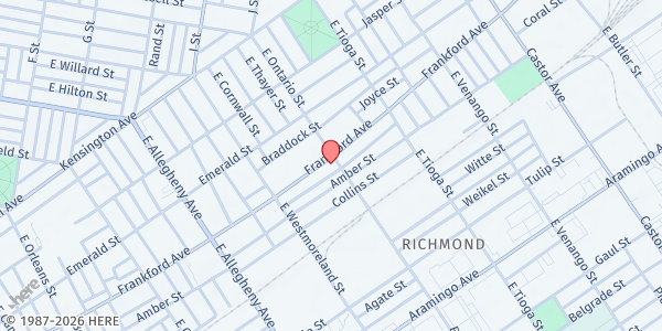 Map showing Open Door Ministries at 3373 Frankford Avenue, Harrowgate, PA