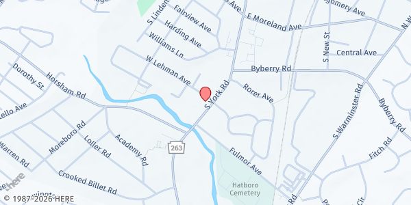 Map showing Fish And Loaves-Food Pantry at 300 South York Road, Hatboro, PA