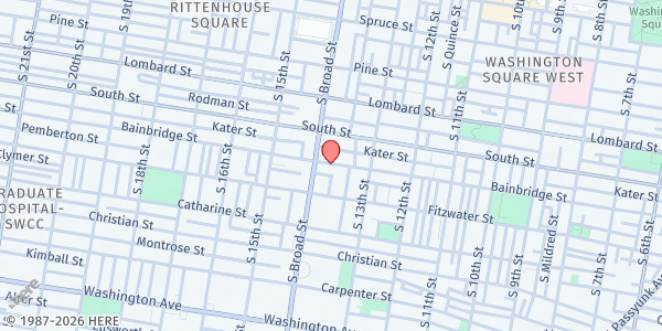 Map showing Mazzoni Center Food Bank at 1348 Bainbridge Street, Hawthorne, PA