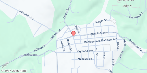 Map showing Saint Edward SVDP Food Pantry at 120 St. Edwards Ln., Herminie, PA