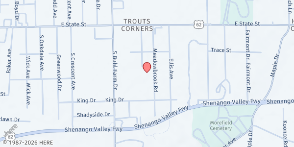 Map showing Central Christian Church at 218 Meadowbrook Rd., Hermitage, PA