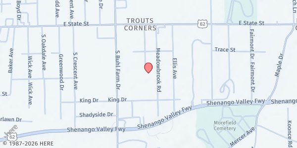 Map showing Central Christian Church at 218 Meadowbrook Rd., Hermitage, PA