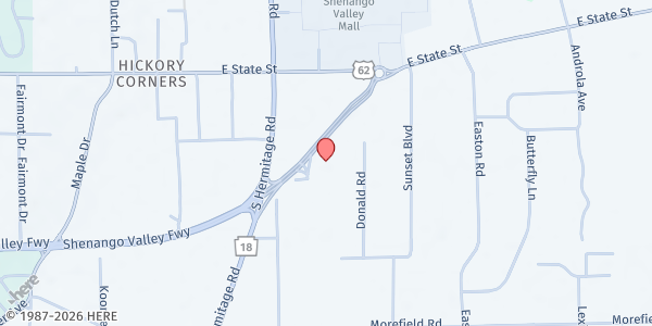 Map showing Gentle Shepherd Church at 3480 Shenango Valley Fwy, Hermitage, PA