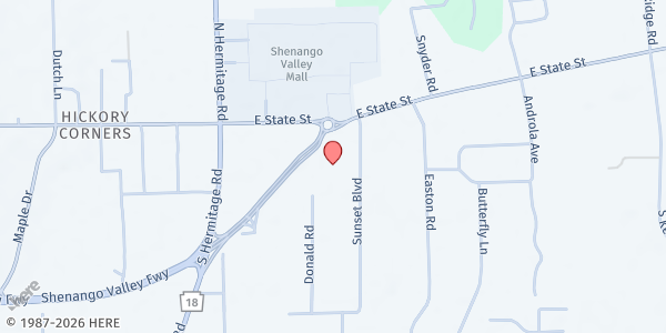 Map showing Gentle Shepherd Church of the Nazarene at 3480 Shenango Valley Fwy, Hermitage, PA