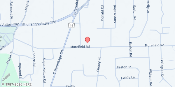 Map showing Holy Trinity Lutheran Church at 3325 Morefield Rd, Hermitage, PA