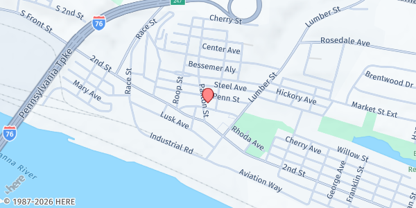 Map showing St. Peter's Lutheran Church at 240 Broad St., Highspire, PA