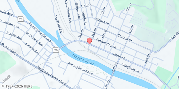 Map showing Huntingdon Area Food Pantry at 700 Penn St, Huntingdon, PA