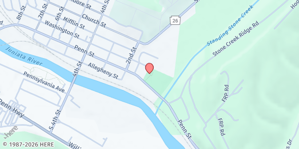 Map showing Huntingdon VFW Post 1754 at 175 PENN STREET, Huntingdon, PA