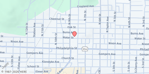 Map showing Indiana County Community Action Agency at 827 Water St., Indiana, PA
