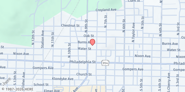 Map showing Indiana County Community Action Program at 827 Water Street, Indiana, PA