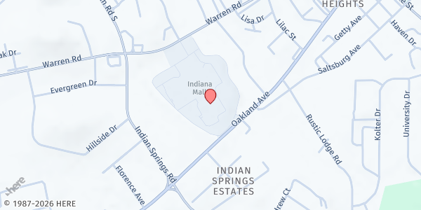 Map showing Indiana Mall at 2334 Oakland Ave., Indiana, PA