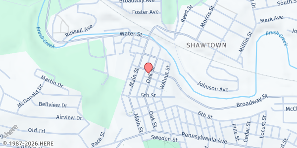 Map showing First United Methodist Church (Irwin) at 310 Oak St., Irwin, PA