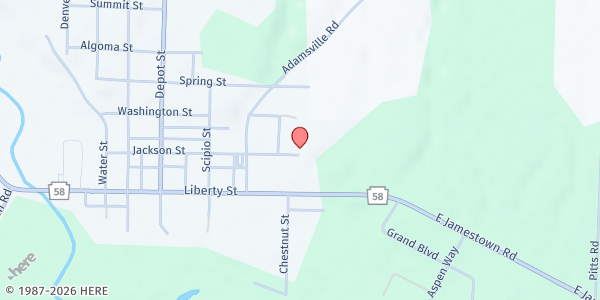 Map showing Jamestown Area School District at 204 Shenango Street, Jamestown, PA