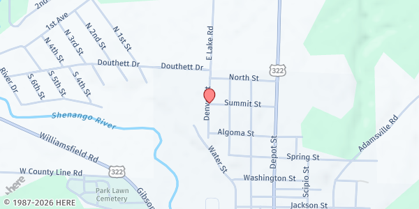 Map showing Jamestown Food Pantry at 701 Denver Street, Jamestown, PA