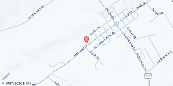 Map showing Bethlehem Church at 47 Hanover St., Jefferson, PA